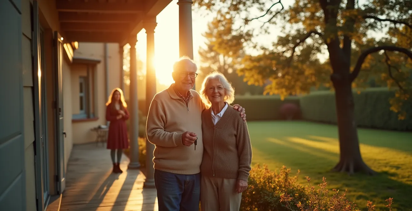 Couple de seniors dans leur maison familiale conservant l'usufruit Couple de seniors dans leur maison familiale conservant l'usufruit